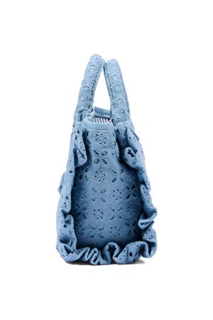 Borsa Vanity mini volant in cotone sangallo blu SAINT BARTH KIDS | VAMI01800549L
